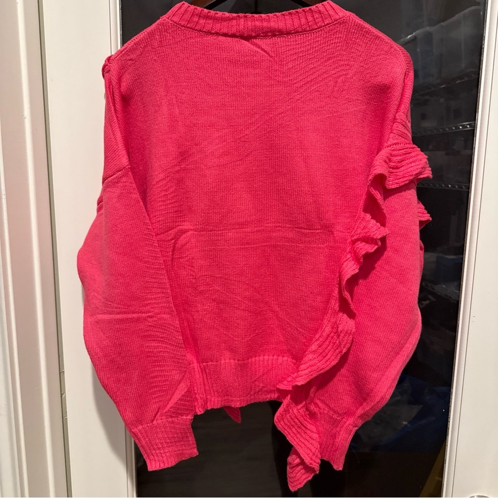 Women's Pink Ruffle Sweater - Picture 3 of 3